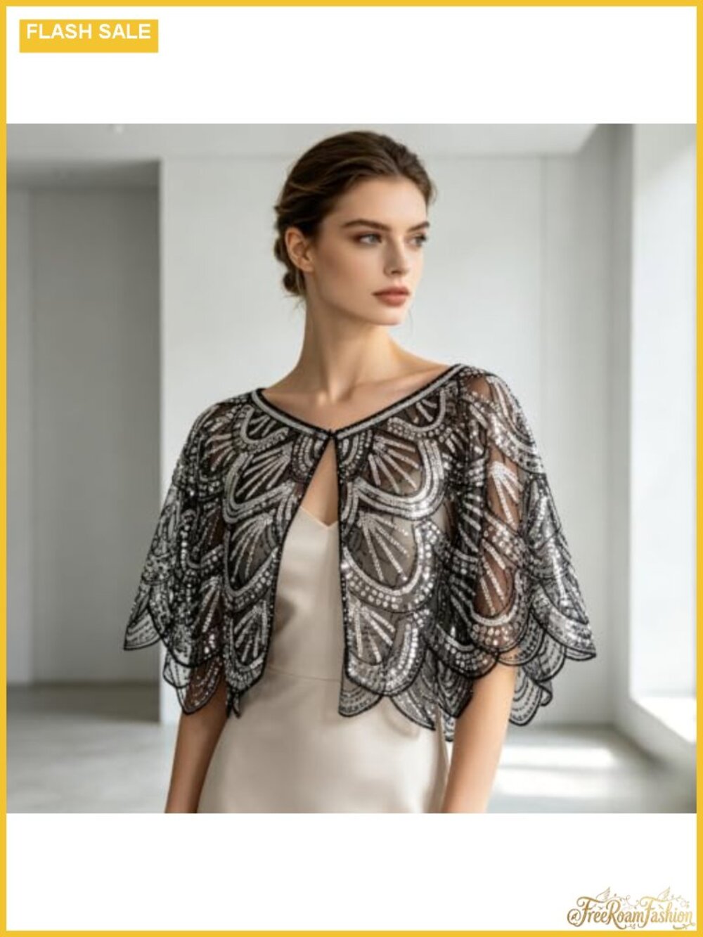 1920s Vintage Sequin Beaded Shawl Women's Evening Wrap